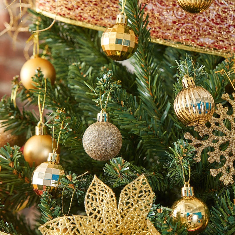 XmasExp 24ct Christmas Ball Ornaments Shatterproof Christmas Ornaments Set Decorations for Xmas Tree Balls 40mm/1.57  (1.57''  Gold) - Image 4